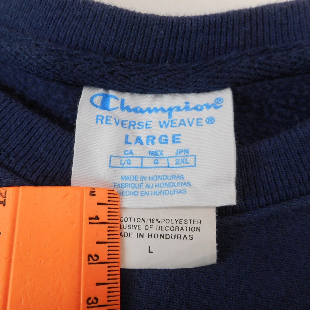 Champion Women's Size L Reverse Weave Navy Blue Pullover Crewneck Sweatshirt - Picture 3 of 7